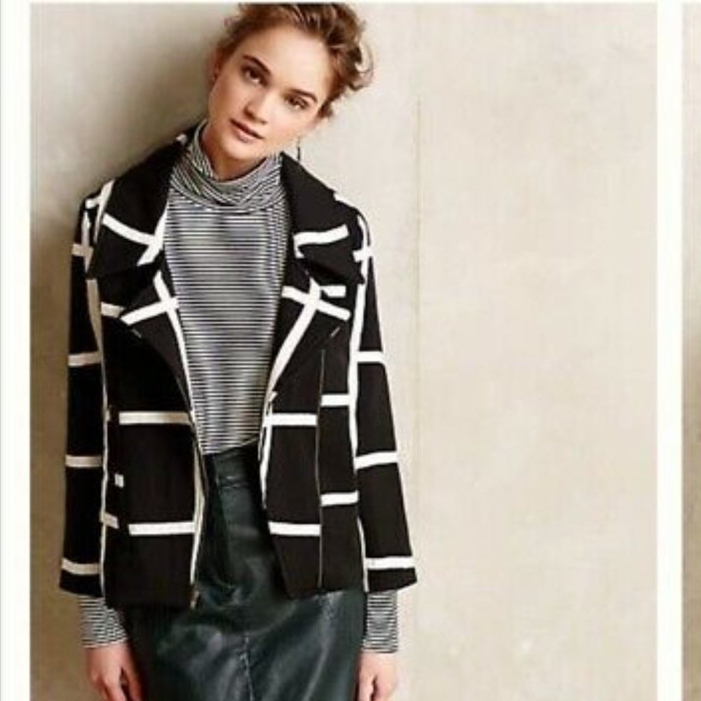 Anthropologie Windowpane Moto Jacket | Size M | NWT | Ashley Ann Mynne